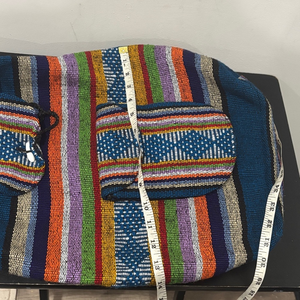 Pinzon Aztec Woven Drawstring Boho Hippie Colorful Backpack - Picture 9 of 10